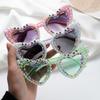 KLASSNUM Sunglasses Heart-Shaped Bachelorette Sun Glasses Rhinestone Eyeglasses Unique For Bridesmaid Bride Bachelorette Party