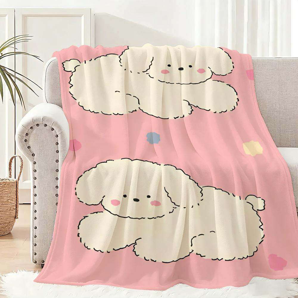 Puppy ins cute Throw Lightweight 240g Flannel Blanket Soft Skin-friendly for Summer Cooling