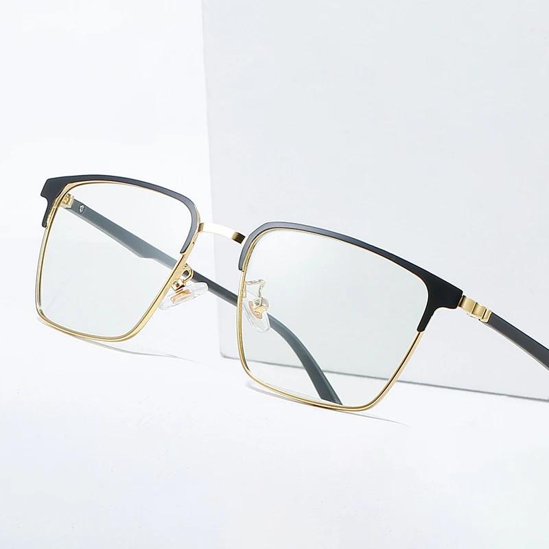 Photochromic Glasses Blue Light Resistant Glasses Men'S Half Frame Business Glasses Women'S Finished Computer Glasses