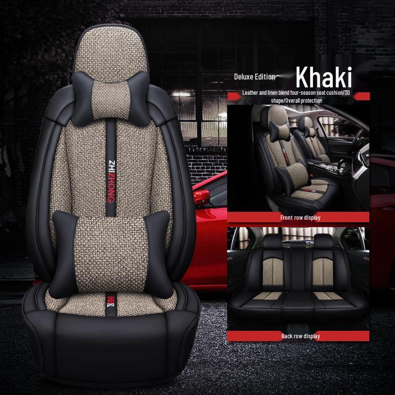 Universal Four Seasons Leather Linen Car Seat Cover - Full Coverage Cushion