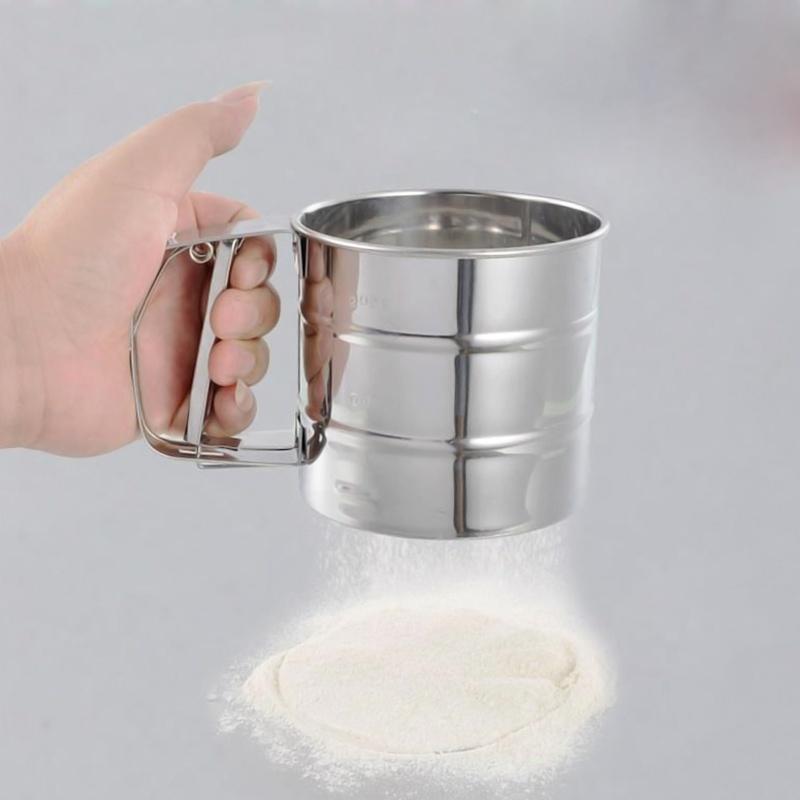 Nová mechanická mouka Cukr Poleva Síto Síto Šejkr Kuchyňské nářadí na pečení Nerez