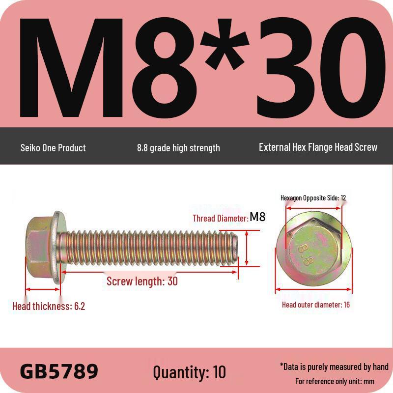 Verzinkter Sechskantflanschschraube mit Scheibe, Güte 8.8, M5-M12