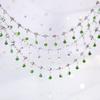 1Meter Shiny Green Crystal Charm 4mm Rhinestone Beads Copper Chain DIY Necklace Bracelet Beaded Chain Jewelry Making Accessories