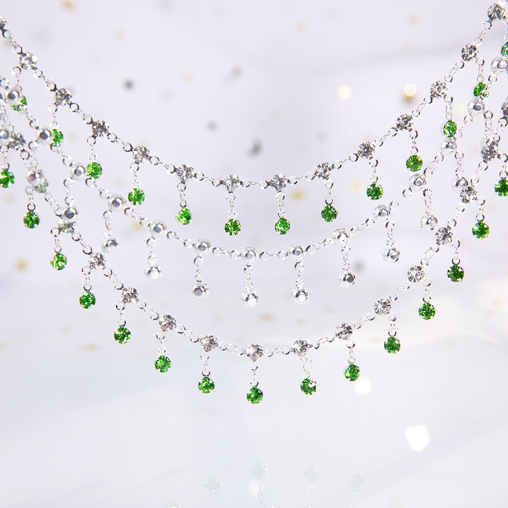1Meter Shiny Green Crystal Charm 4mm Rhinestone Beads Copper Chain DIY Necklace Bracelet Beaded Chain Jewelry Making Accessories
