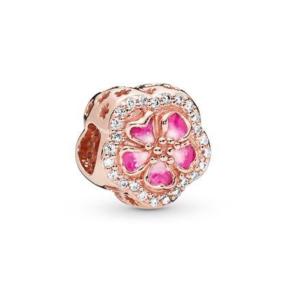 Classic 925 Silver Pink Blue Flower Pendant Bead Decoration Suitable For Necklace Bracelet DIY Women's Jewelry