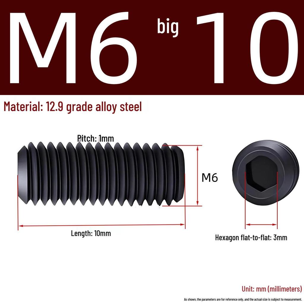 Grade 12.9 Hex Socket Headless Set Screw (M3-M16)