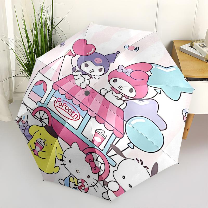 

1pc My Melody & Friends Popcorn Cart Umbrella - Automatic Open/Closed with Foldable Design - Perfect for Fans, Travelers, Everyday Use - Ideal Gift fo