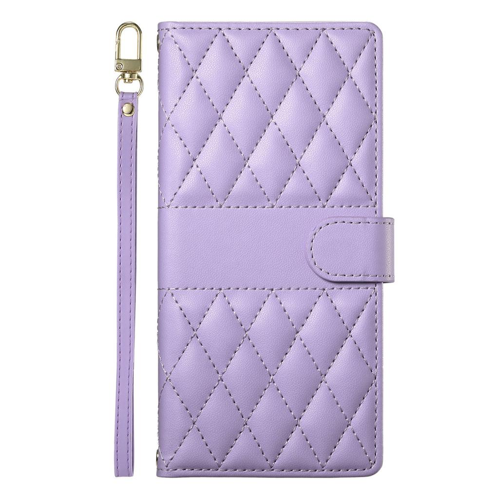 Wallet Case for Honor Magic8 Lite 5G/X70 5G/X9d 5G Rhombus Stitching Stand Leather Phone Cover with Long/Short Strap