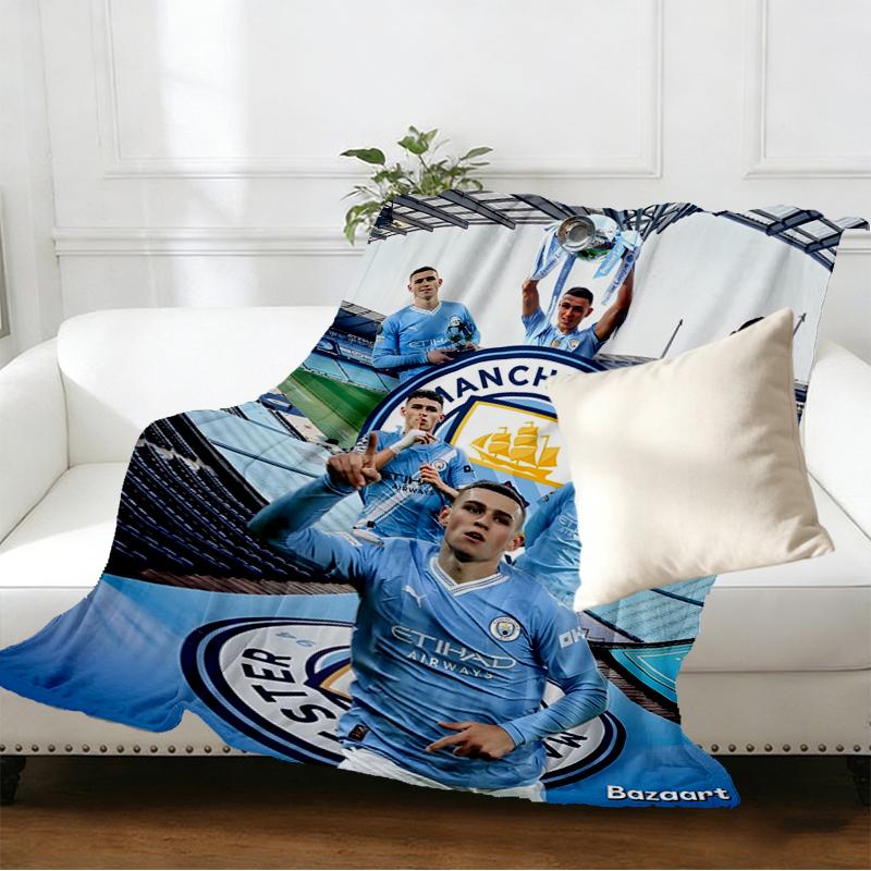 Manchester City FC Print Blanket - Soft & Comfortable, for Bedroom, Travel, Sofa, Home Decoration - Birthday Christmas Gift for Friend