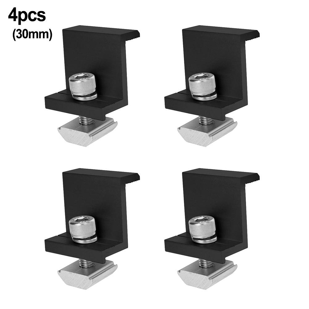 4Pcs Solar Panel Bracket Fixing PV End Clamp Middle Clamp Mounting 30mm/35mm Black