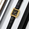 SKMEI Quadratische Uhr Schwarzes Lederarmband Stilvolle Armbanduhr Chronograph Wasserdicht Marke Analog Business Casual Uhr Luxus Geschenk Gold Schwarz Uhr für