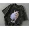 Fun Street Y2K Cat Themed Washed Tshirt for Summer Suitable for Both Men and Women Casual and Fashionable Tshirt