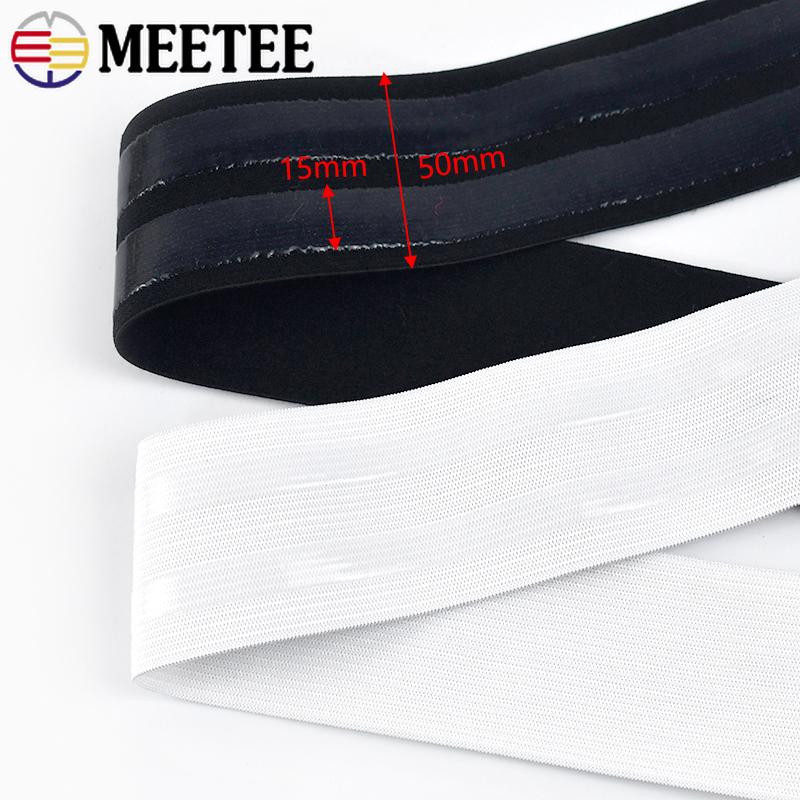 1/2/3/4/5M 5cm Non-slip Silicone Rubber Black White Elastic Band Webbing For Sewing Trousers Dress Belt Stretch DIY Accessories
