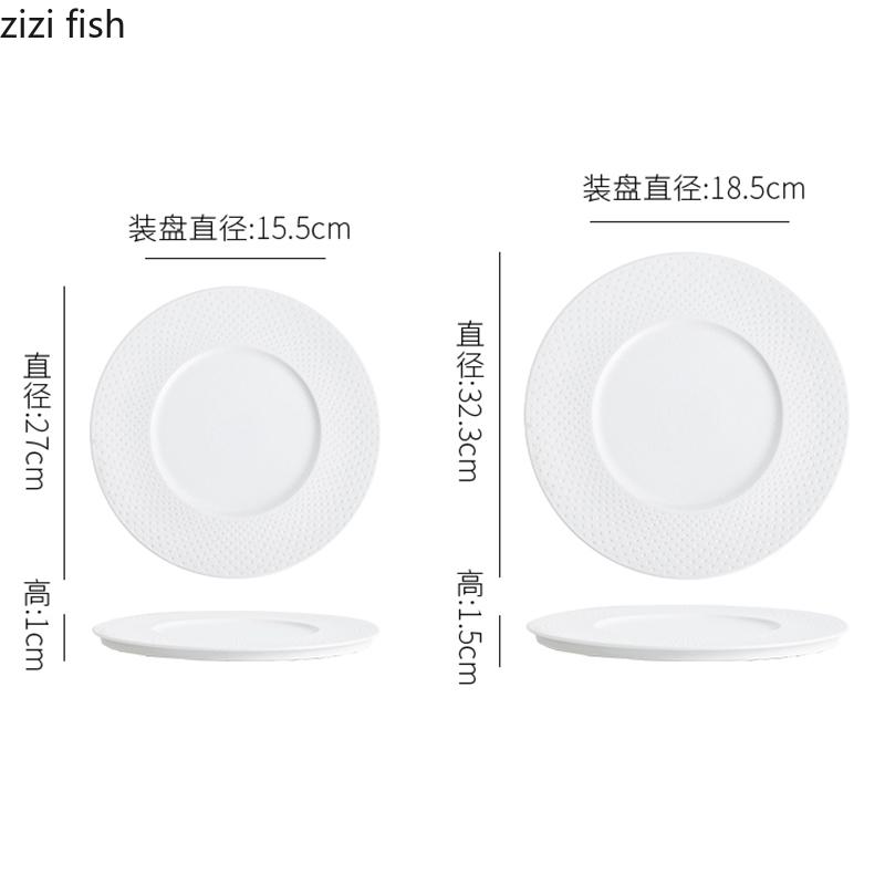 Solid Color Ceramic Flat Plate Steak Plate Pasta Plate Sushi Dessert Plates Restaurant Molecular Cooking Specialty Tableware