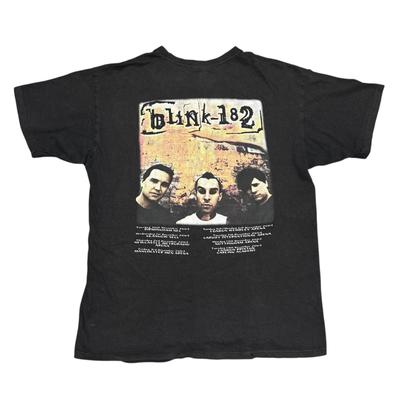 T-shirt Vintage Blink 182 Taille L Noir Y2K Tour Groupe Punk Col Rond Manches Courtes
