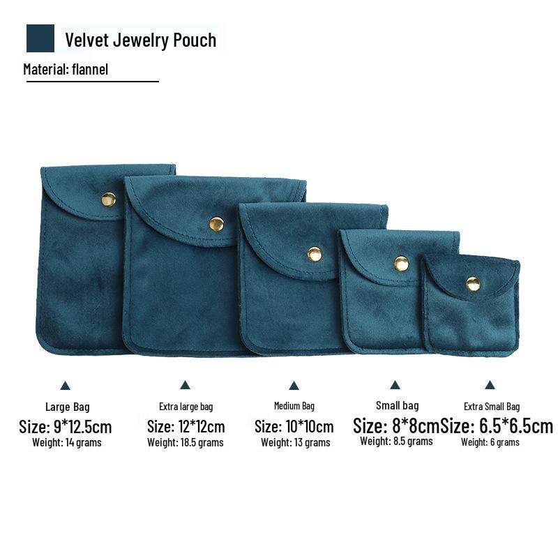 Velvet Jewelry Storage Bag with Snap Button - Necklace & Ring Organizer