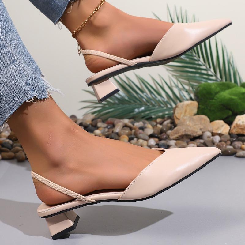 Pointed Closed Toe Low Block Heel Women Sandals