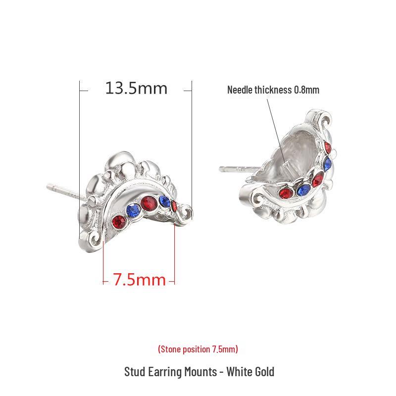 

925 Sterling Silver Chinese Opera Mask Dangle Stud Earring Setting - DIY Bead Earring Accessories 925 Silver