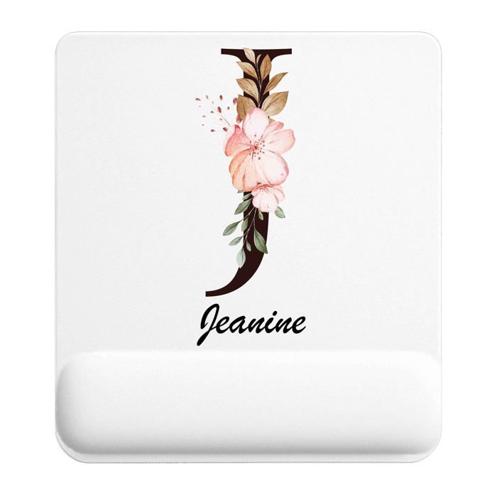Tapis de souris - PLANETEE - Jeanine Lettre Fleur - 22 x 18 cm - Ép. 3 mm - Surface lisse antidérapante