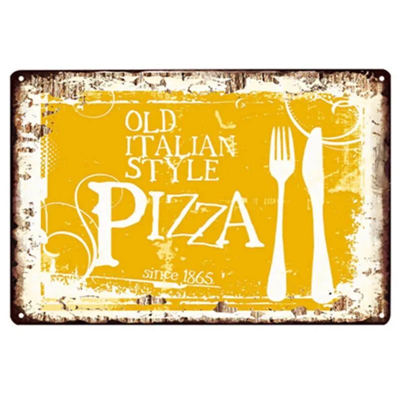 Pizza Schild Retro Blechmalerei Vintage Metallbild Wanddekoration Für Pizzeria Restaurant Esszimmer