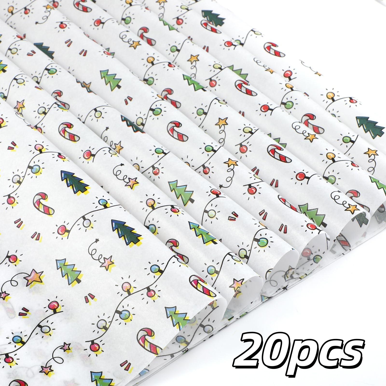 

10/20pcs Christmas Lantern Pattern Tissue Paper 27.5*19.6inch Gift Wrapping Paper for Christmas Thanksgiving Birthday Party Gift 70X50CM