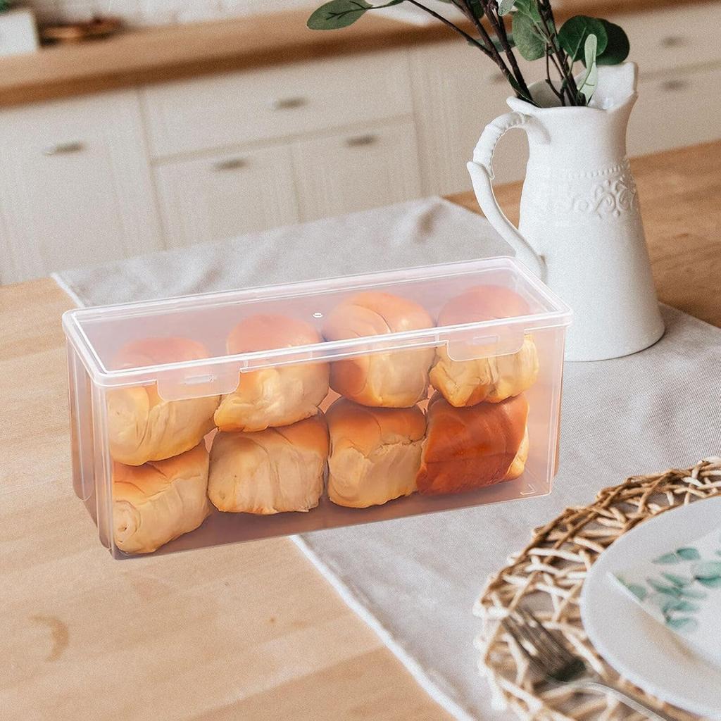 Kichvoe Airtight Toast Container Clear Food Fresh Keep Box for Fruits Snacks Medium Long Fridge Organizer for Kitchen Storage