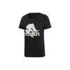 adidas MH Flower Vintage Print Crew Neck Short Sleeve Tee Breathable Sports T-Shirt Women Black ED6160
