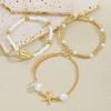 3pcs Fashionable Romantic Beach Women's Starfish Shells, Rice Artificial Pearl Ankle Chains