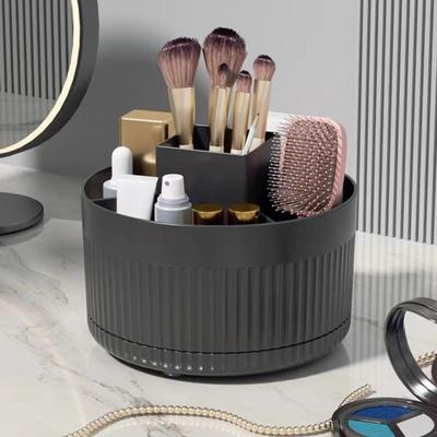 Make-up-Pinselhalter, 360-Grad-drehbare Aufbewahrungsbox, große Kapazität, mehrere Fächer, Kosmetik-Organizer auf der Arbeitsplatte
