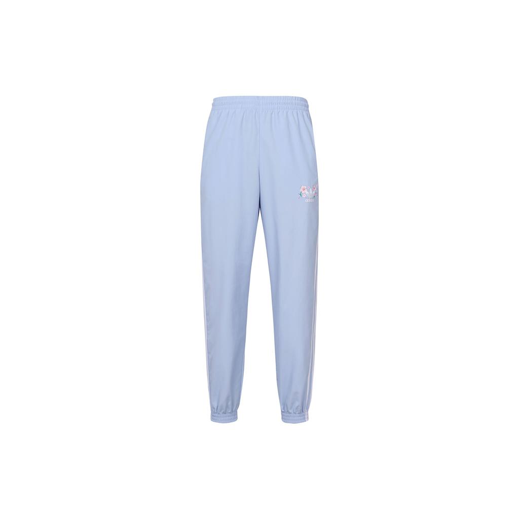 Adidas Originals Sakura Limited Edition Logo Letter Print Side Stripe Cuffed Sweatpants Women Bottoms Light-Blue IP3749