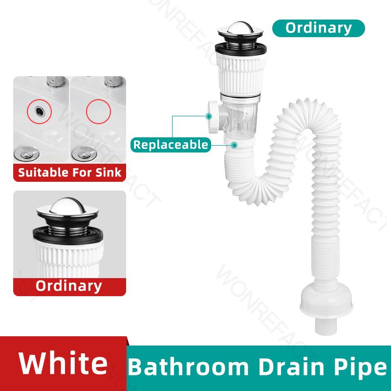 Flip Top Bathroom Sink Drain Pipe Flexible Stretchable Drain Pipe Anti Blockage Accessories For Wash Basin Sink Deodorant Stra