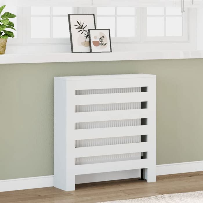 VidaXL Cache-radiateur blanc 78x20x82 cm bois d'ingénierie, bouchon de radiateur, cache-radiateur haut, radiateur à profil 852681