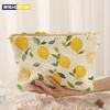 Minimally Designed Floral Printed Corduroy Zipper Makeup Bag, Lightweight and Multifunctional Cosmetic Storage Bag
