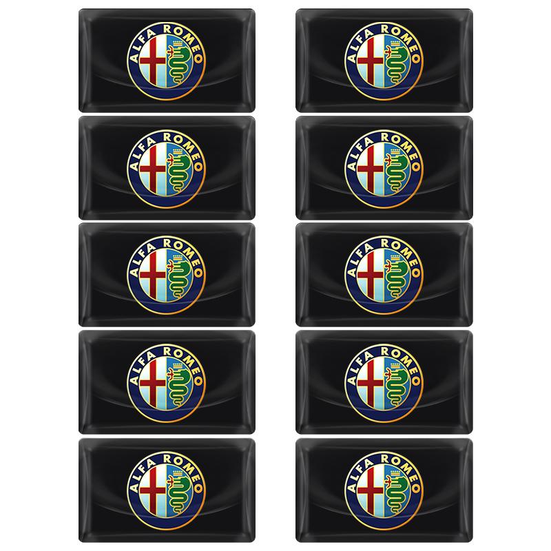 10Pcs Carbon Fiber Steering Wheel Car Logo Emblem 3D Stickers For BMW Mercedes benz Alfa Romeo Dodge Renault Mini Mazda Opel Toyota Ford Jeep Honda