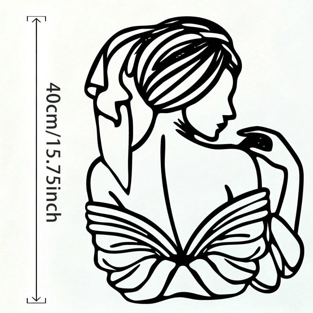 Rust Resistant Iron Wall Art Female Silhouette with Book Minimalist Home Decor