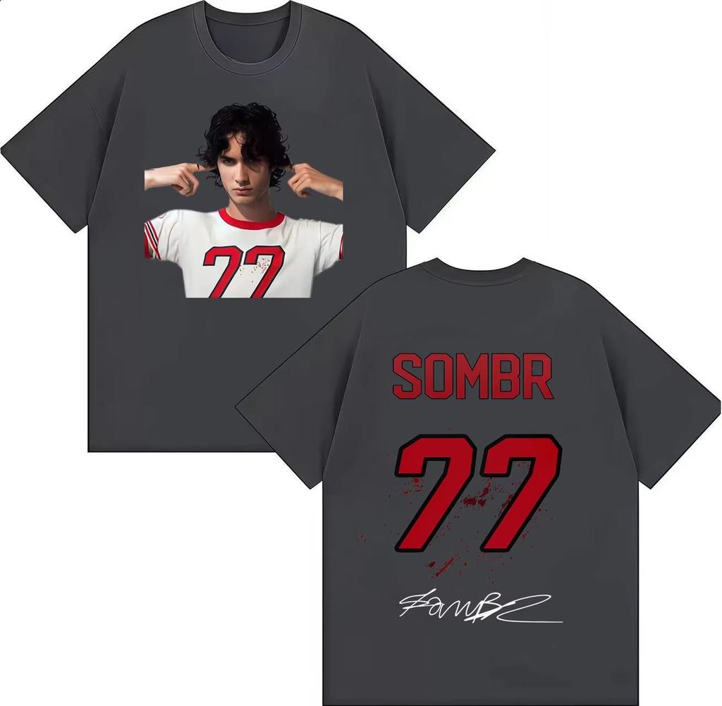 Sombr T-shirt Gotica Giovanile Romantica Estate 2026 Stampa Estiva Cotone Puro Top Casual Manica Corta