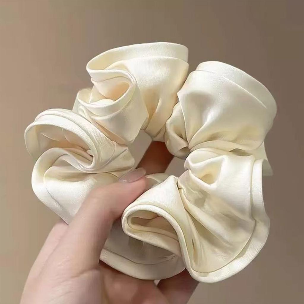 Simple French Large Intestine Ring Exquisite Satin Black Fungus Edge Hair Ring Hair Rope