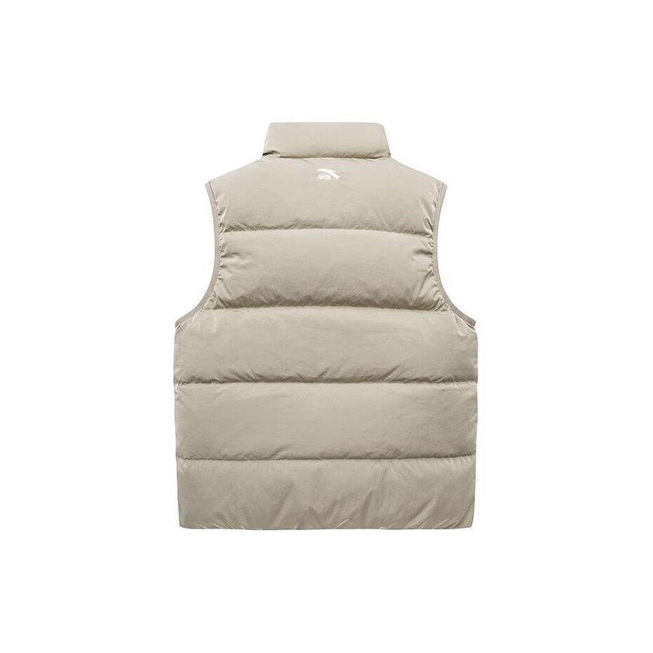 Anta Life Series Letter Logo Embroidered Stand Collar Zipper Down Vest Men Vest Glacier-Gray 152348903-1
