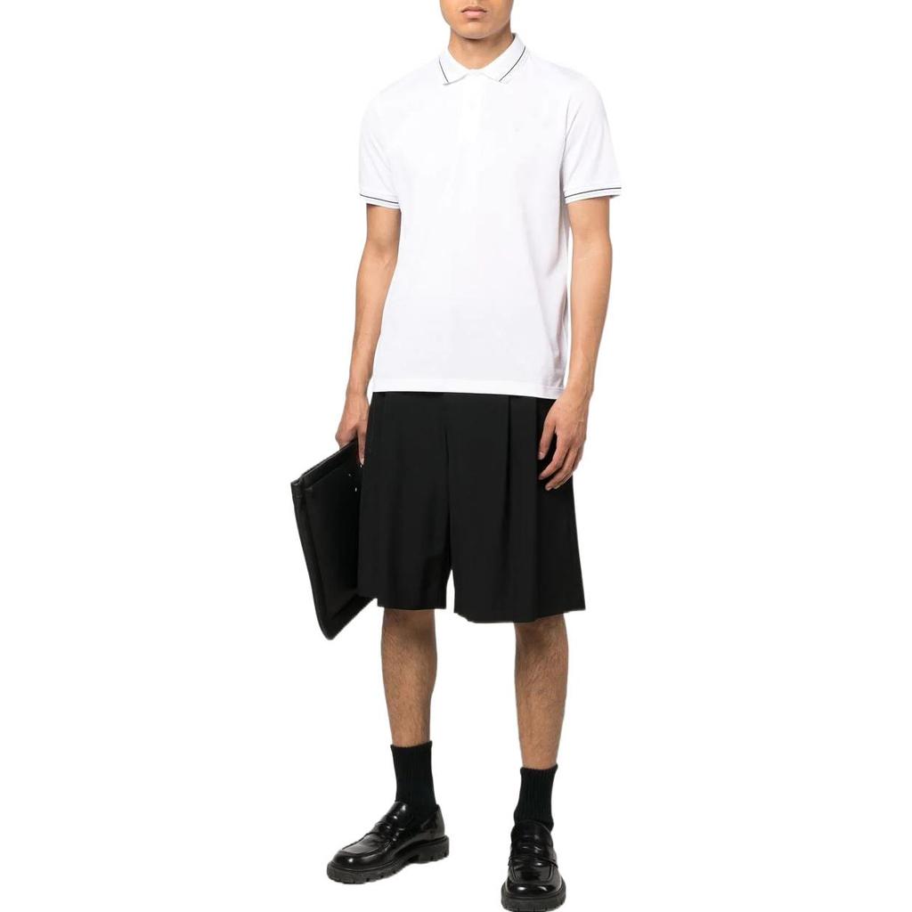 PRADA Polo Shirts Men's White Polo Collar Moderate Straight Fit UJN765-1ZMI-F0009-S-212