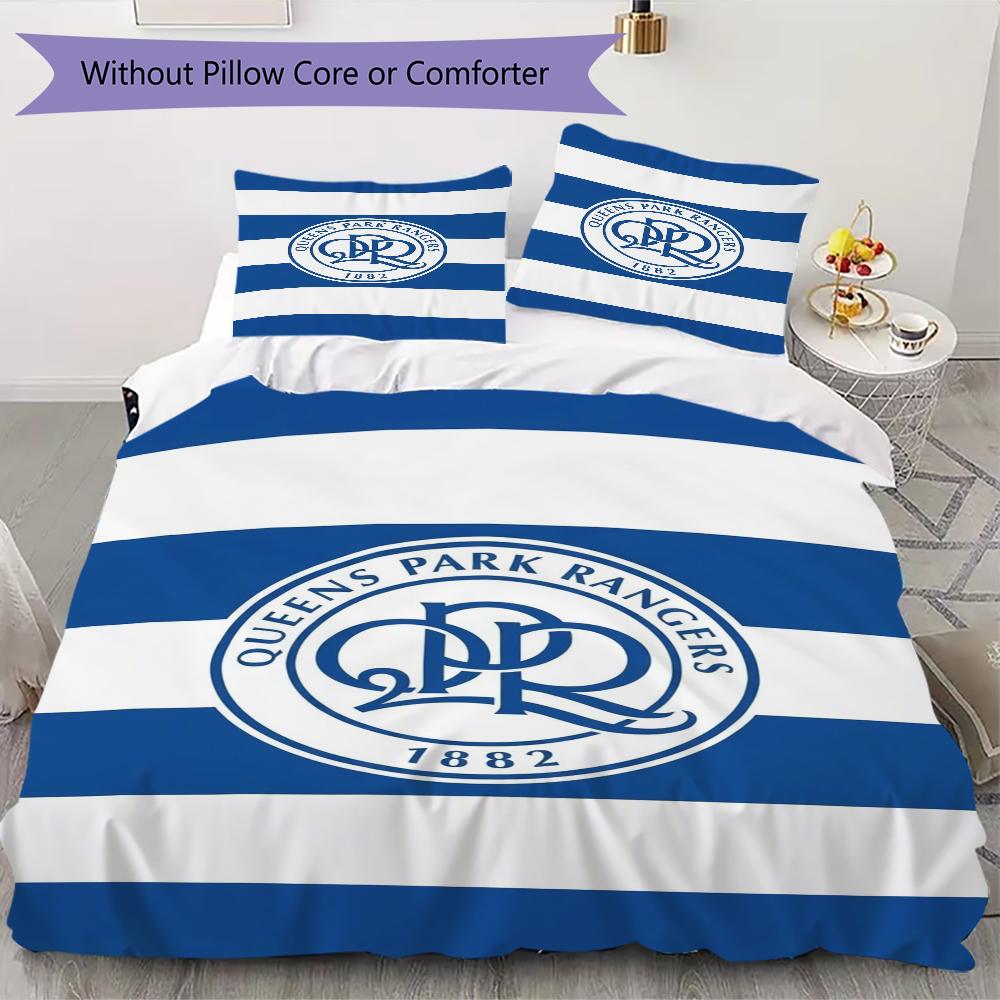 Queens Park Rangers fc Pattern Bedding uilt Set uilt Cover Pillowcase Home Decoration Birthday Gift (1 * duvet cover + 2 * pillowcase without core)