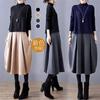 [YUANYUAN] Donking Dress Women's Gathered Dress Winter Dress Knee-Length Spring Autumn Winter Long Sleeve Color Matching Casual Relaxed Stylish Adult