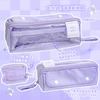 Rosyposy Prism Clear View Large Capacity Three Zipper Student Pencil Case