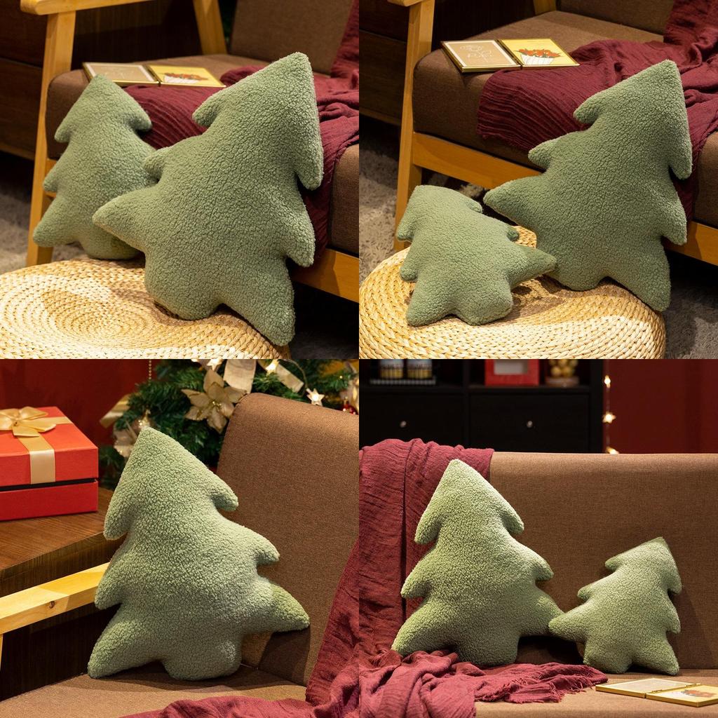 Christmas Tree Plush Cushion With Plant Floral Pattern For Living Room Decor