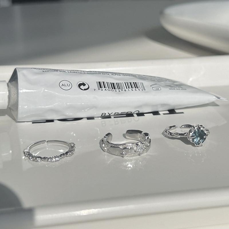Dazzling Geometric Blue Sapphire Star And Heart Ring For Women Stylish Adjustable Design