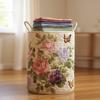 Stylish Quilted Foldable Laundry Hamper With Bohemians Floral Design And Sturdy Handles Handheld Washing Organizers Bag