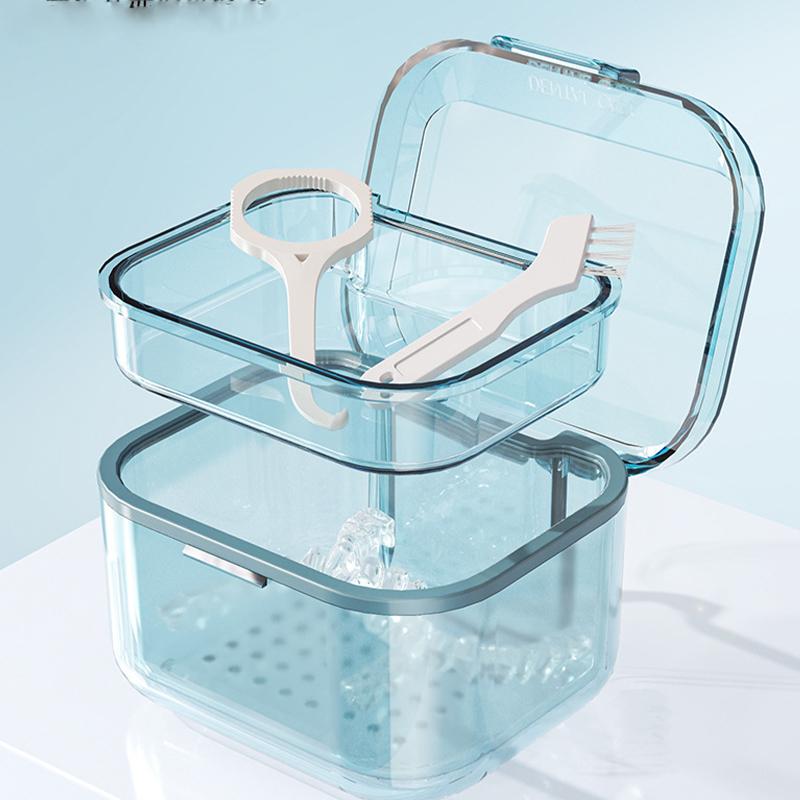 Portable Retainer Case With Mirror Sealed Denture Box Waterproof Orthodontic Aligner Holder For Travel