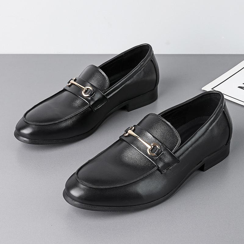Luxury Fashion Designer New Black Brown Pu Leather Casual Shoes For Men Slip On Loafter Formal Wedding Dress Homecoming