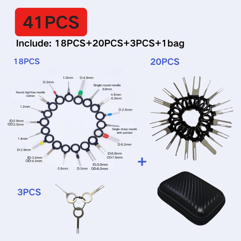 59/41pcs Car Terminal Removal Kit Universal Wire Plug Connector Extractor Puller Pin Remover Set For Automotive Repair Tool