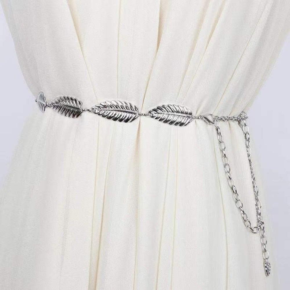 Boho Chic Dress Waist Chain Vintage Body Chain Versatile Metal Leaf Belt  Women's Fashion Accessory