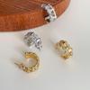 2026 European & American Style Rhinestone Geometric Chain Earrings for Women - Hollow Versatile C-Shaped Design